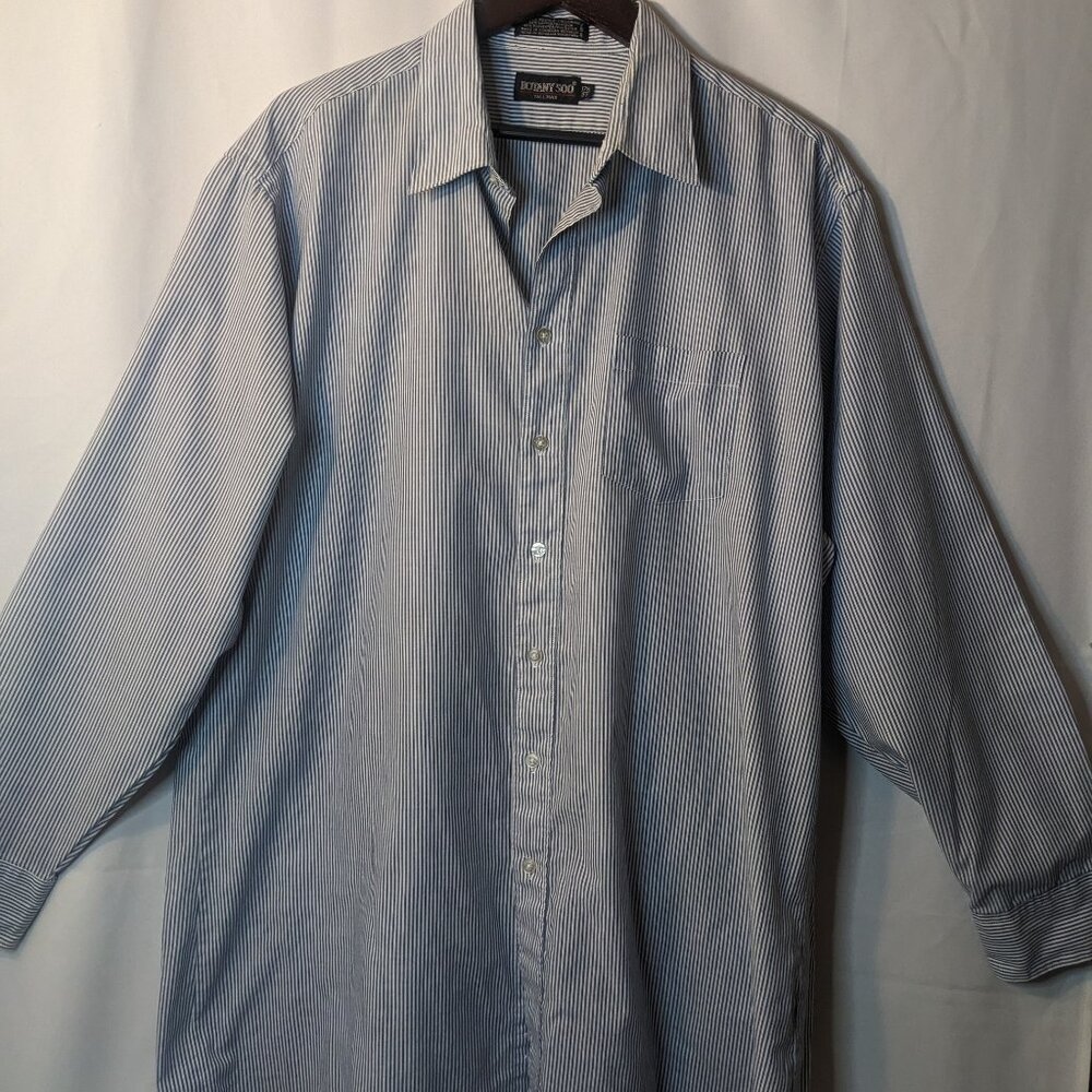 Botany 500 Men's Blue Striped Long Sleeve Button Down Shirt Size 17.5 Tall